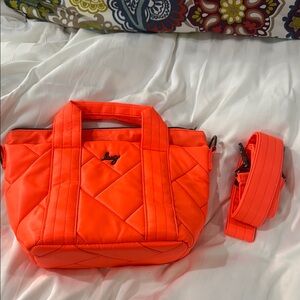 NWOT Lug Neon Orange Dory Mini Quilted Tote Bag with Short Handles